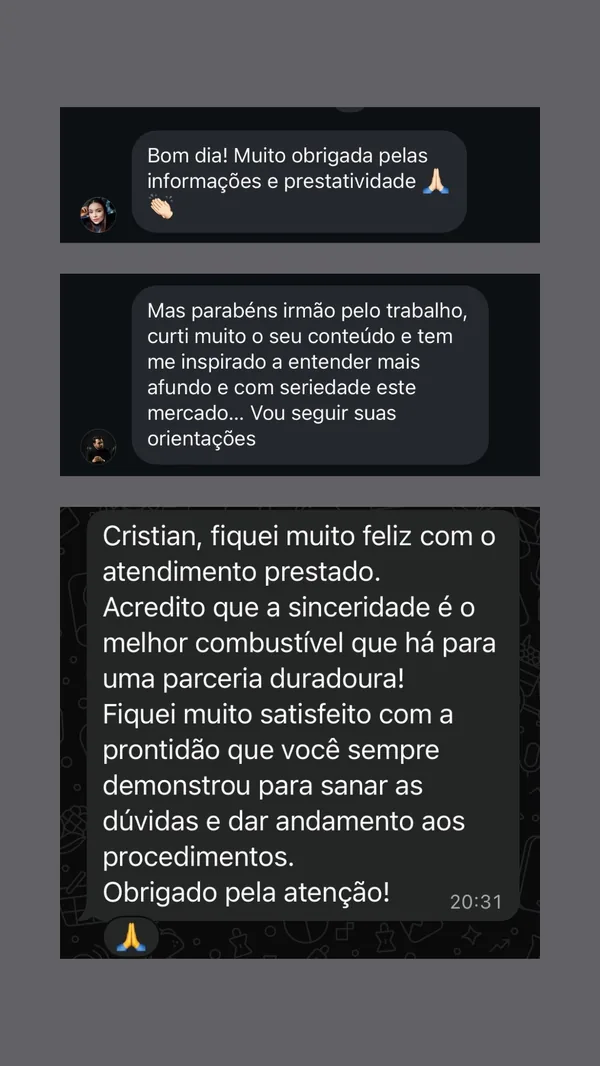 Depoimento de cliente sobre conteúdo do método